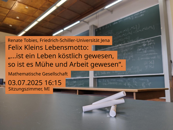 Im Hintergrund das historische Sitzungszimmer des Mathematischen Instituts darüber als Overlay der Text des Toots