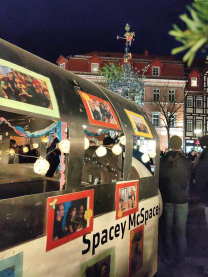 A funny cart with the name Spacey Mc Space Face