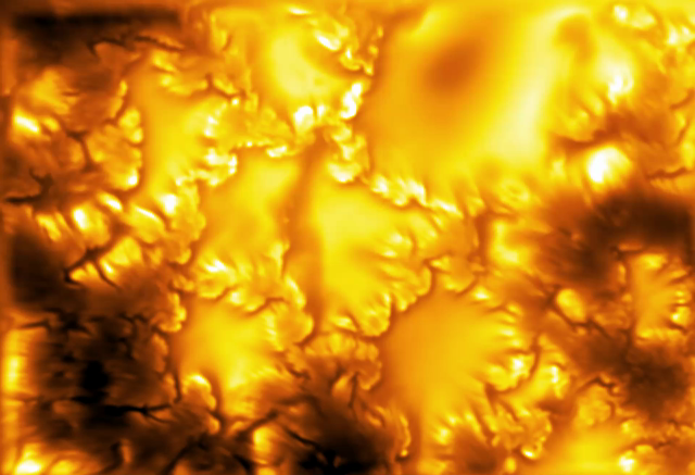 swirling motions along the edges of granules seen on the Sun's photosphere